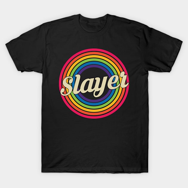 Slayer - Retro Rainbow Style T-Shirt by MaydenArt